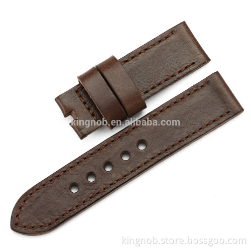 24mm Genuine Calf Leather Smooth Finish Vintage Watch Band Strap For Panerai Luminor 44mm Men Belt